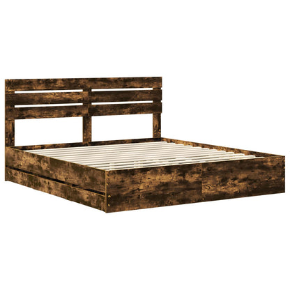 vidaXL Bettrahmen Geräucherte Eiche 200 x 200 cm Ingenieurs Holz