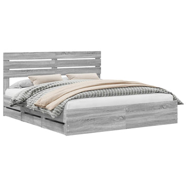 vidaXL Bettrahmen Graues Sonoma 200 x 200 cm Ingenieurs Holz
