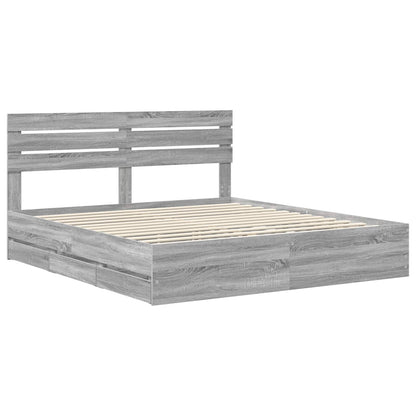 vidaXL Bettrahmen Graues Sonoma 200 x 200 cm Ingenieurs Holz