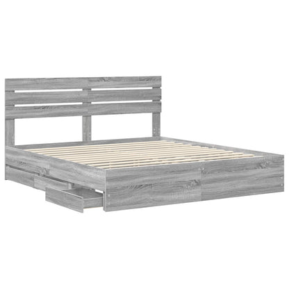 vidaXL Bettrahmen Graues Sonoma 200 x 200 cm Ingenieurs Holz