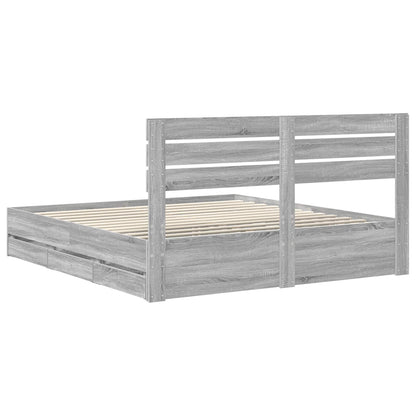 vidaXL Bettrahmen Graues Sonoma 200 x 200 cm Ingenieurs Holz