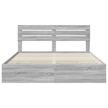 vidaXL Bettrahmen Graues Sonoma 200 x 200 cm Ingenieurs Holz
