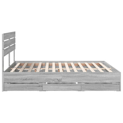 vidaXL Bettrahmen Graues Sonoma 200 x 200 cm Ingenieurs Holz