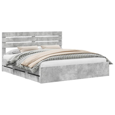 vidaXL Cadre de lit avec tête de lit Gris béton 180 x 200 cm Bois d'ingénierie