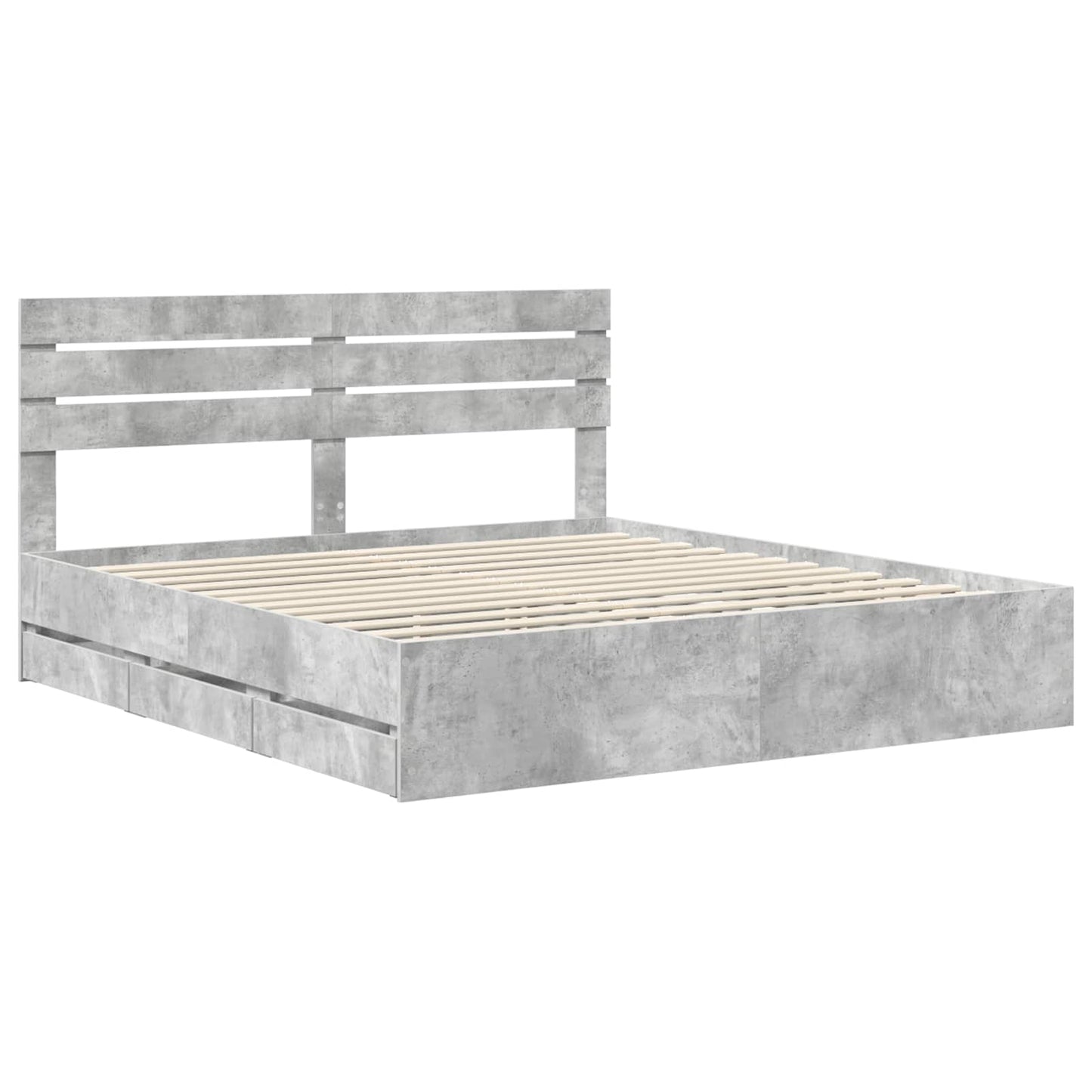 vidaXL Cadre de lit avec tête de lit Gris béton 180 x 200 cm Bois d'ingénierie