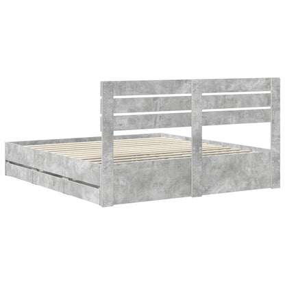 vidaXL Cadre de lit avec tête de lit Gris béton 180 x 200 cm Bois d'ingénierie