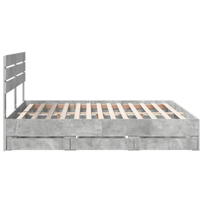 vidaXL Cadre de lit avec tête de lit Gris béton 180 x 200 cm Bois d'ingénierie