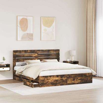 vidaXL Bettrahmen Geräucherte Eiche 180 x 200 cm Ingenieurs Holz