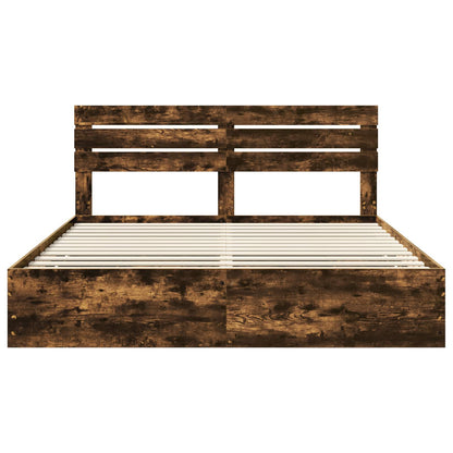 vidaXL Bettrahmen Geräucherte Eiche 180 x 200 cm Ingenieurs Holz