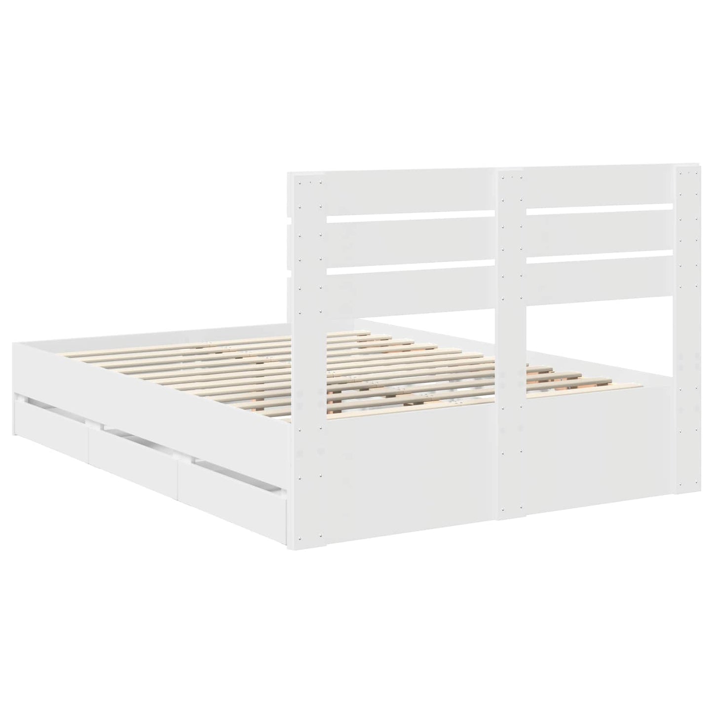 Bettrahmen mit Schubladen Weiß 160 x 200 cm Ingenieurs Holz