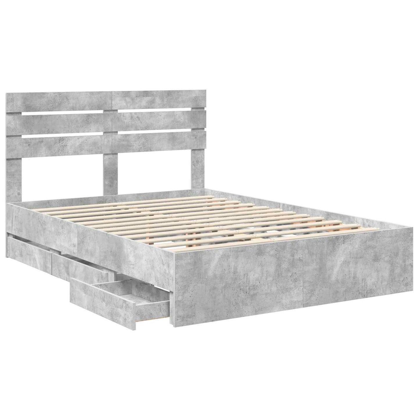 vidaXL Bettrahmen mit Kopfteil Beton Grau 160 x 200 cm Ingenieurs Holz