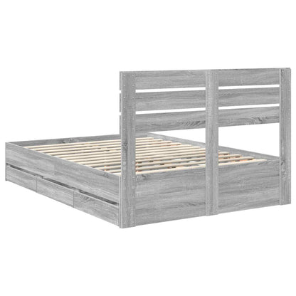 vidaXL Bettrahmen Graues Sonoma 160 x 200 cm Ingenieurs Holz