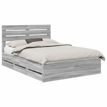 vidaXL Bettrahmen Graues Sonoma 150 x 200 cm Ingenieurs Holz