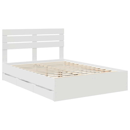 vidaXL Bettrahmen mit Schubladen Weiß 140 x 190 cm Ingenieurs Holz