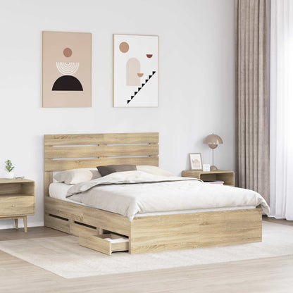 vidaXL Bettrahmen Sonoma-Eiche 140 x 190 cm Ingenieurs Holz