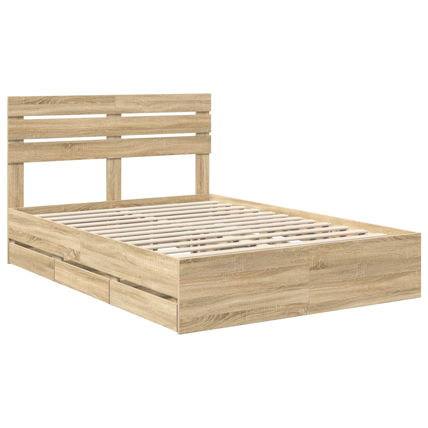 vidaXL Bettrahmen Sonoma-Eiche 140 x 190 cm Ingenieurs Holz