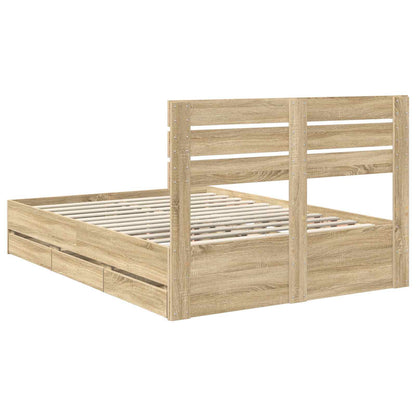 vidaXL Bettrahmen Sonoma-Eiche 140 x 190 cm Ingenieurs Holz