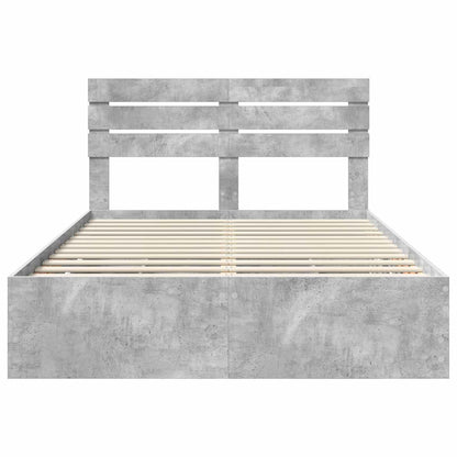 vidaXL Bettrahmen mit Kopfteil Beton Grau 140 x 190 cm Ingenieurs Holz