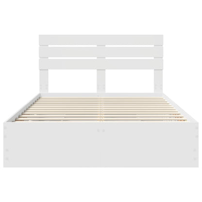 vidaXL Bettrahmen mit Schubladen Weiß 140 x 200 cm Ingenieurs Holz