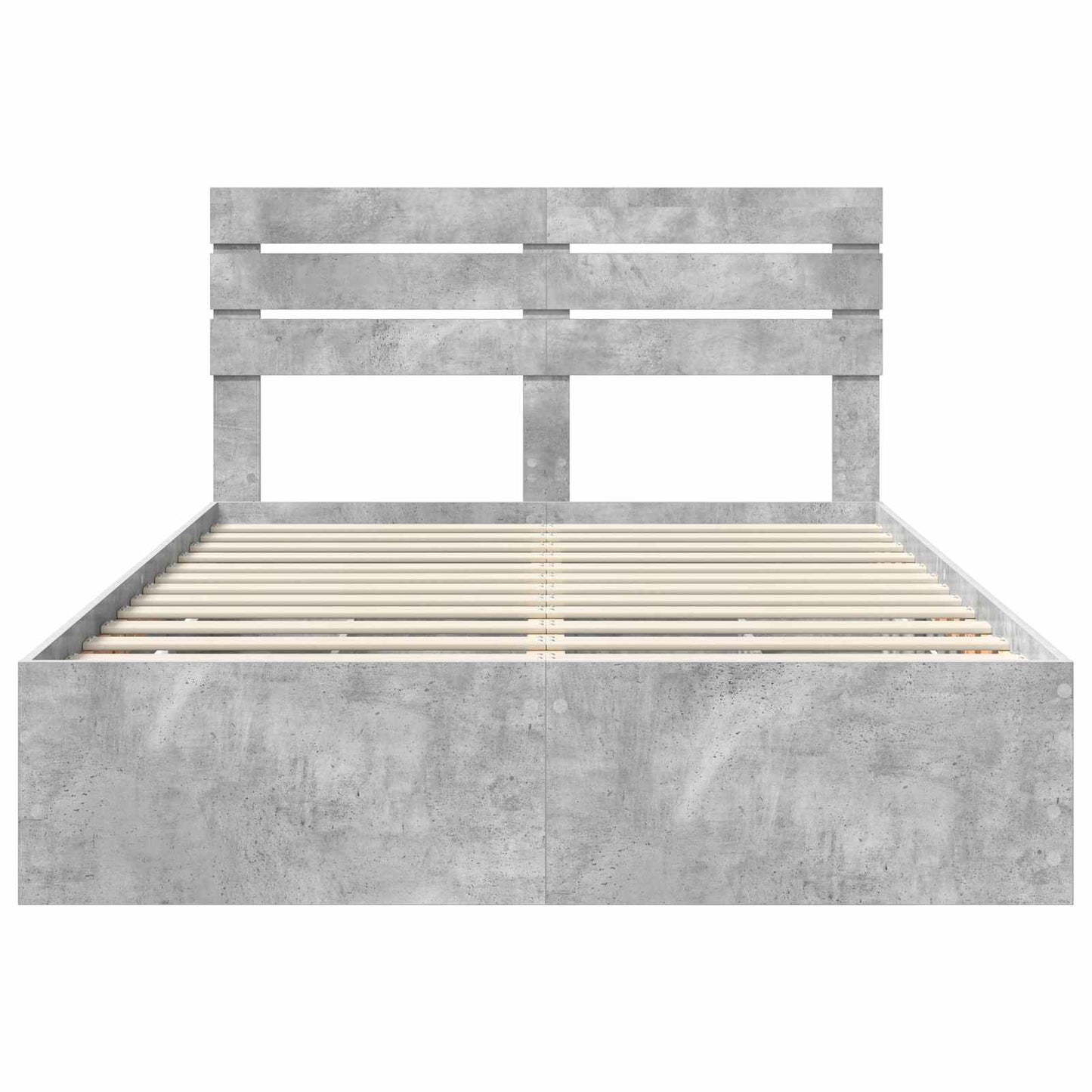 vidaXL Bettrahmen mit Kopfteil Beton Grau 140 x 200 cm Ingenieurs Holz