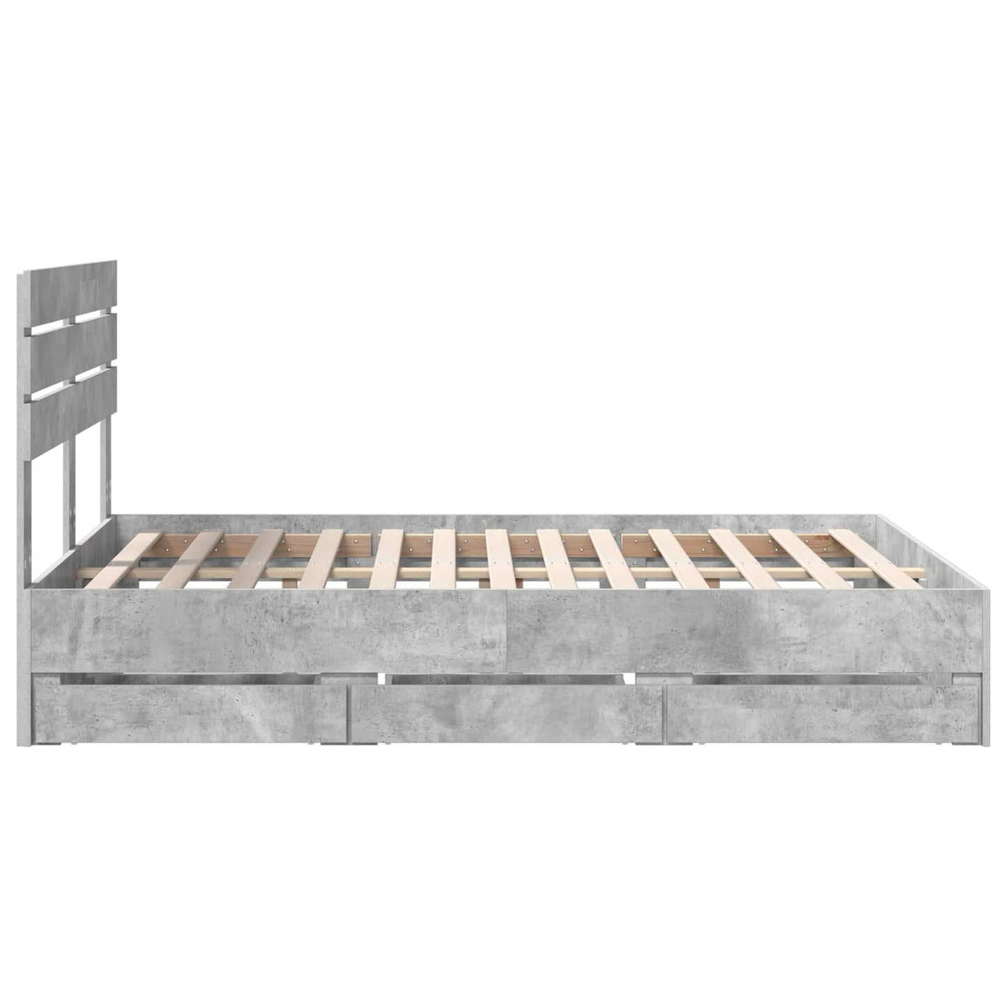 vidaXL Bettrahmen mit Kopfteil Beton Grau 140 x 200 cm Ingenieurs Holz