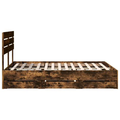 vidaXL Bettrahmen Geräucherte Eiche 140 x 200 cm Ingenieurs Holz