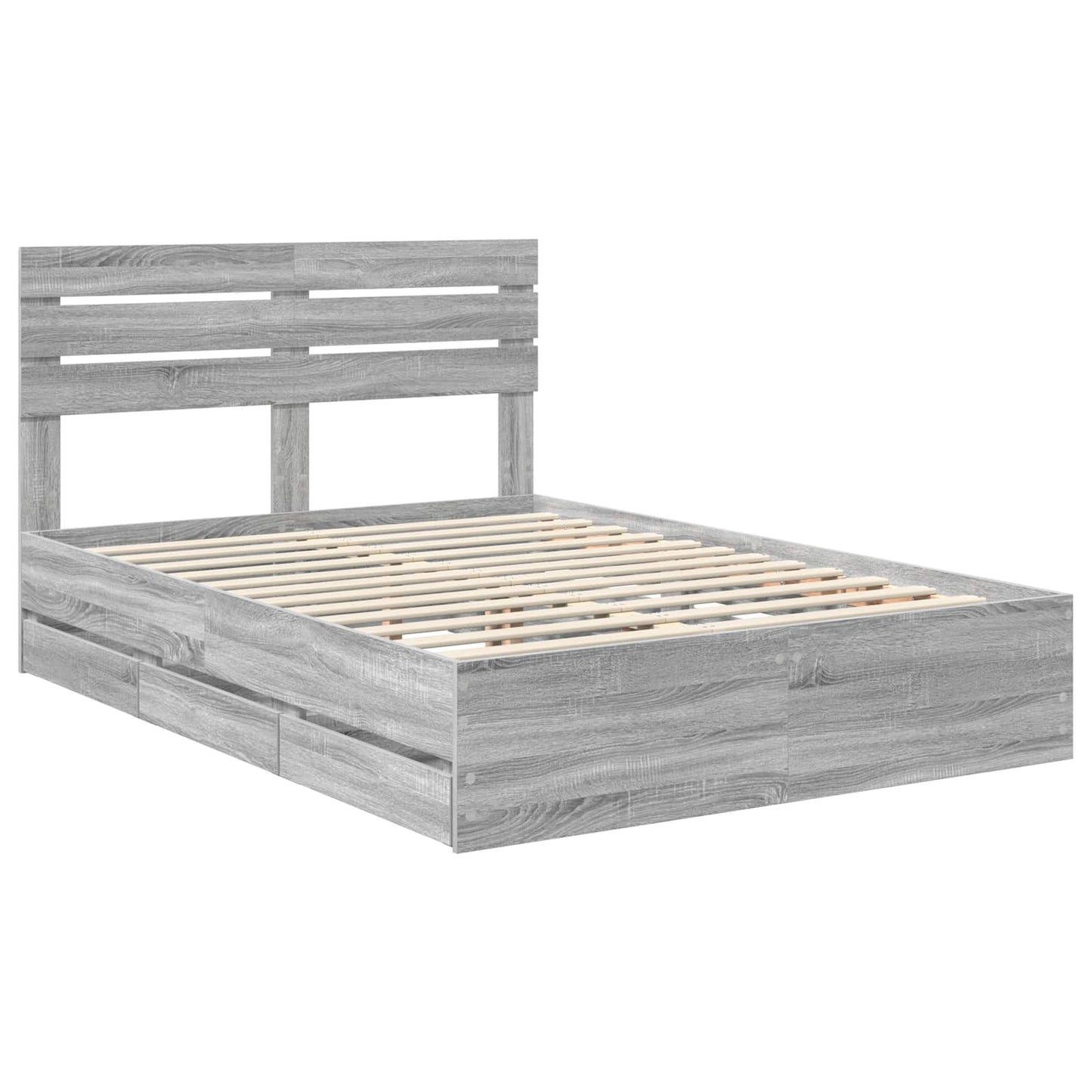 vidaXL Bettrahmen Graues Sonoma 140 x 200 cm Ingenieurs Holz