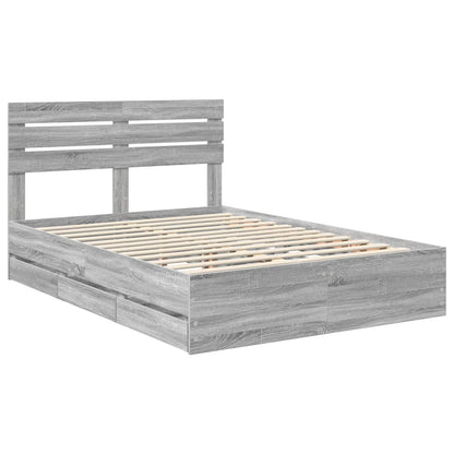 vidaXL Bettrahmen Graues Sonoma 140 x 200 cm Ingenieurs Holz