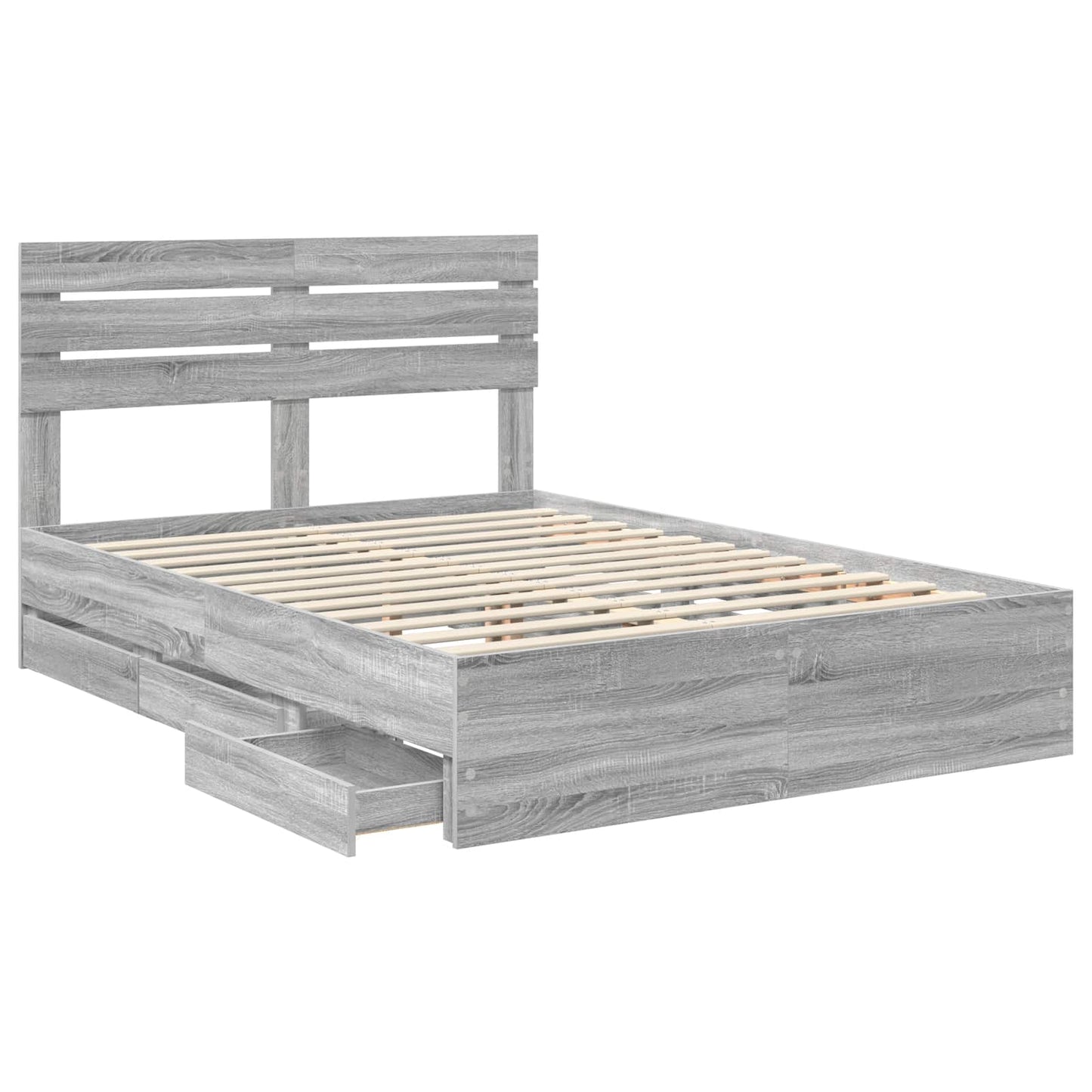 vidaXL Bettrahmen Graues Sonoma 140 x 200 cm Ingenieurs Holz