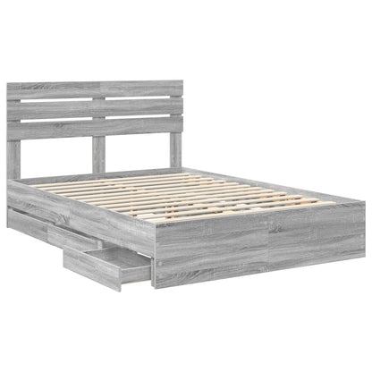 vidaXL Bettrahmen Graues Sonoma 140 x 200 cm Ingenieurs Holz