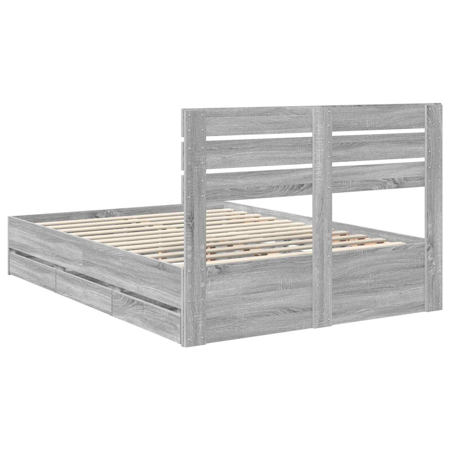 vidaXL Bettrahmen Graues Sonoma 140 x 200 cm Ingenieurs Holz