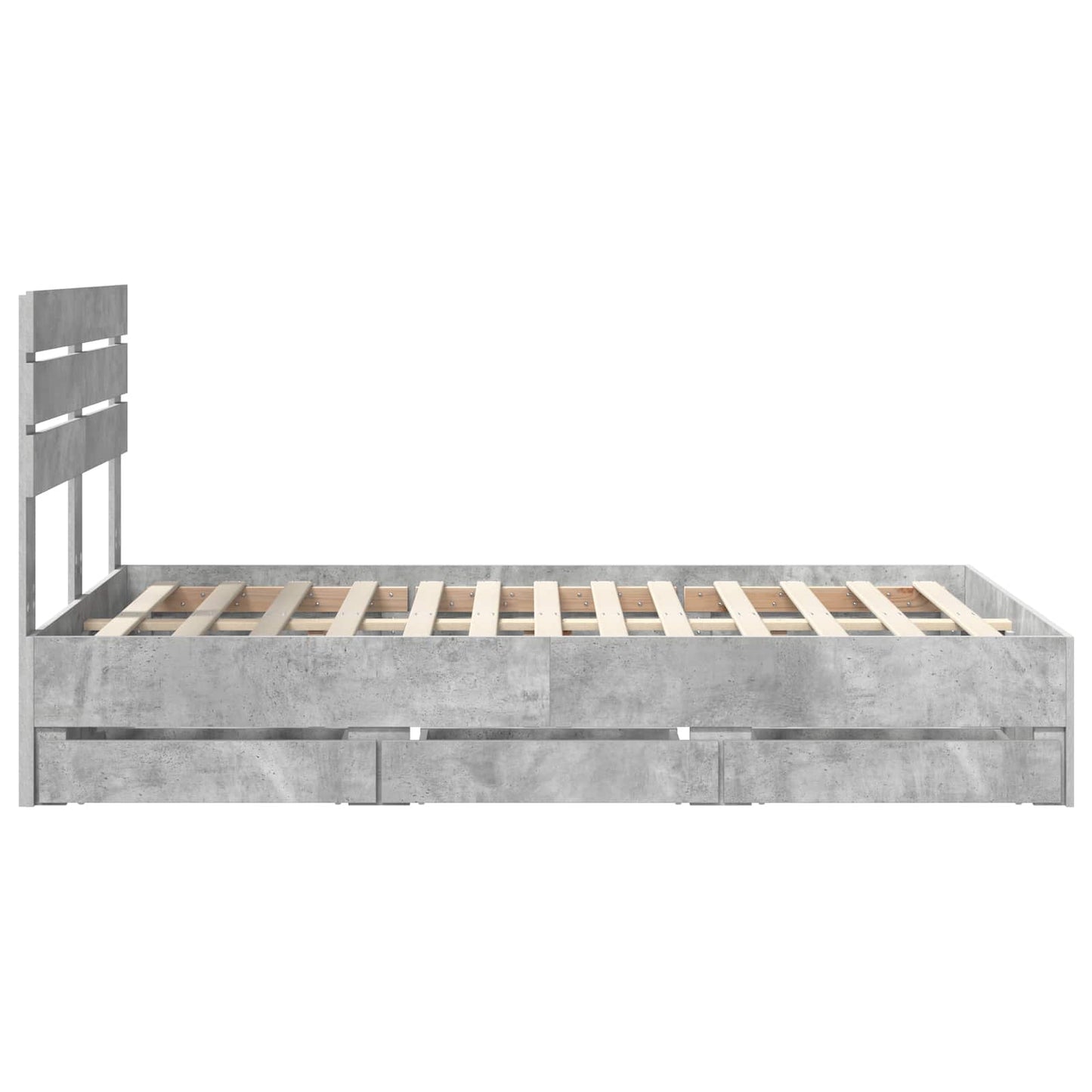 vidaXL Bettrahmen mit Kopfteil Beton Grau 135 x 190 cm Ingenieurs Holz