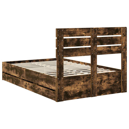 Bettrahmen Geräucherte Eiche 135 x 190 cm Ingenieurs Holz