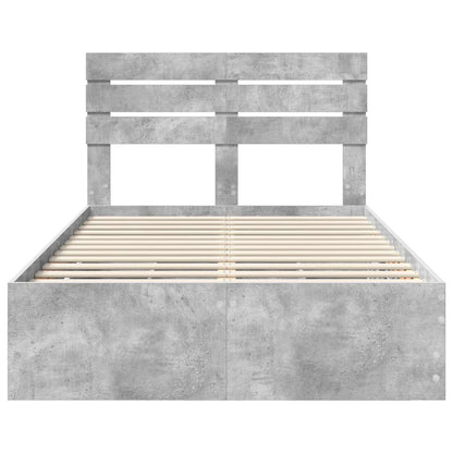 vidaXL Bettrahmen mit Kopfteil Beton Grau 120 x 200 cm Ingenieurs Holz