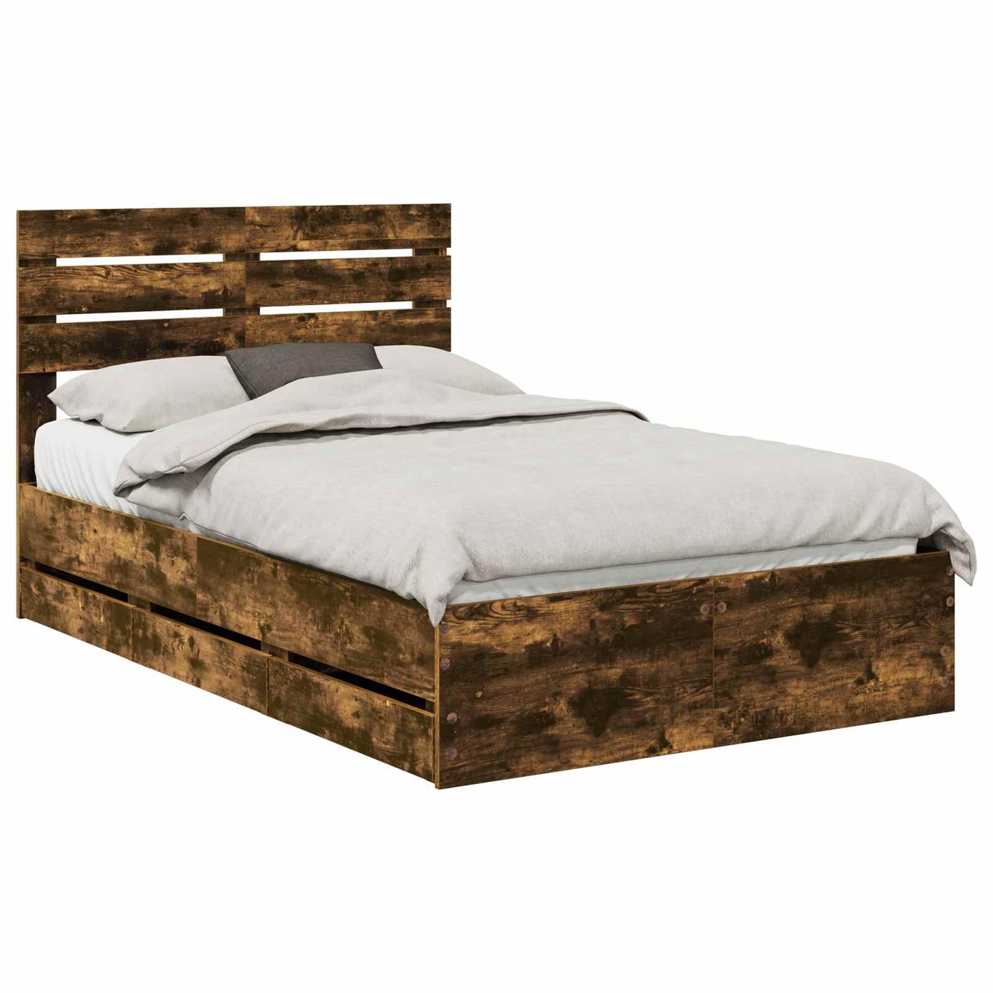 vidaXL Cadre de lit Chêne fumé 120 x 200 cm Bois d'ingénierie