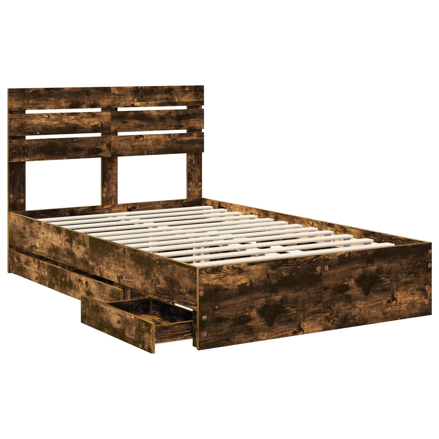 vidaXL Cadre de lit Chêne fumé 120 x 200 cm Bois d'ingénierie