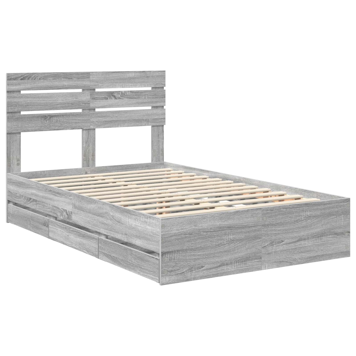 vidaXL Bettrahmen Graues Sonoma 120 x 200 cm Ingenieurs Holz
