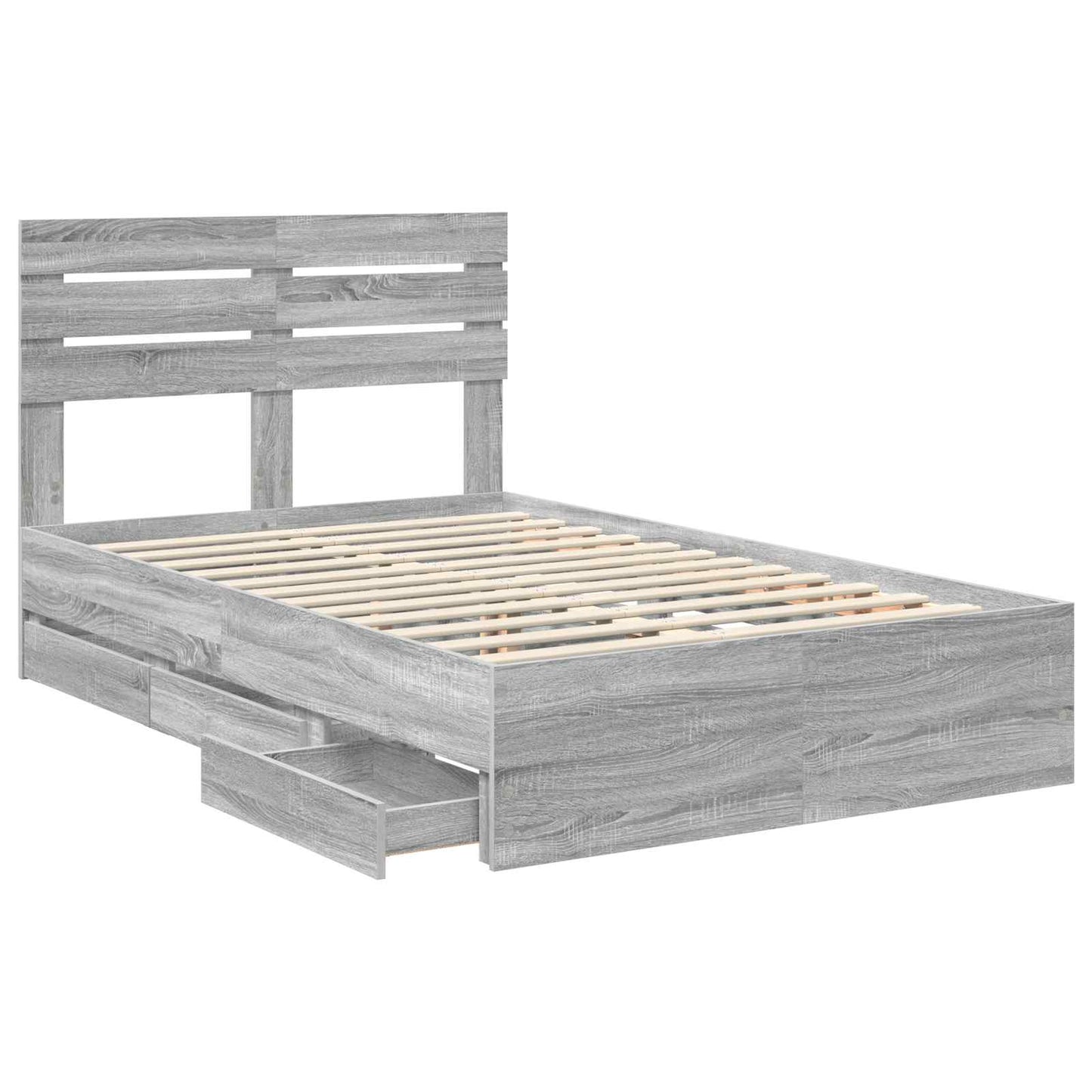 vidaXL Bettrahmen Graues Sonoma 120 x 200 cm Ingenieurs Holz