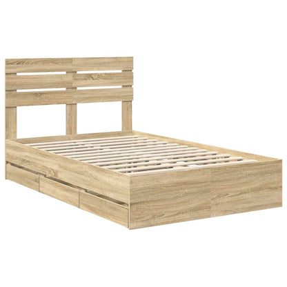 vidaXL Bettrahmen Sonoma-Eiche 120 x 190 cm Ingenieurs Holz