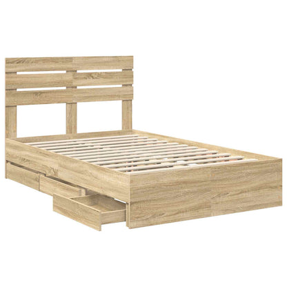 vidaXL Bettrahmen Sonoma-Eiche 120 x 190 cm Ingenieurs Holz