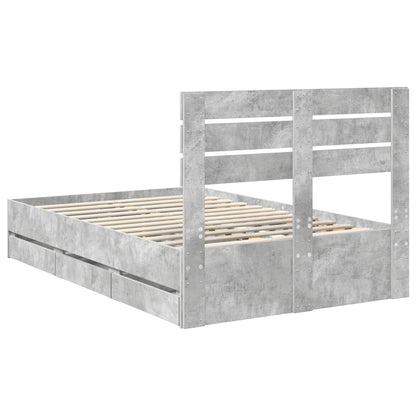vidaXL Bettrahmen mit Kopfteil Beton Grau 120 x 190 cm Ingenieurs Holz