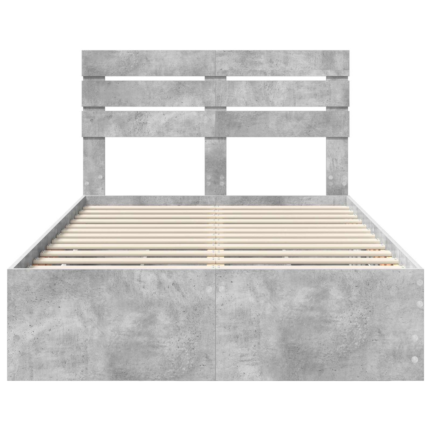 vidaXL Bettrahmen mit Kopfteil Beton Grau 120 x 190 cm Ingenieurs Holz