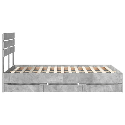 vidaXL Bettrahmen mit Kopfteil Beton Grau 120 x 190 cm Ingenieurs Holz