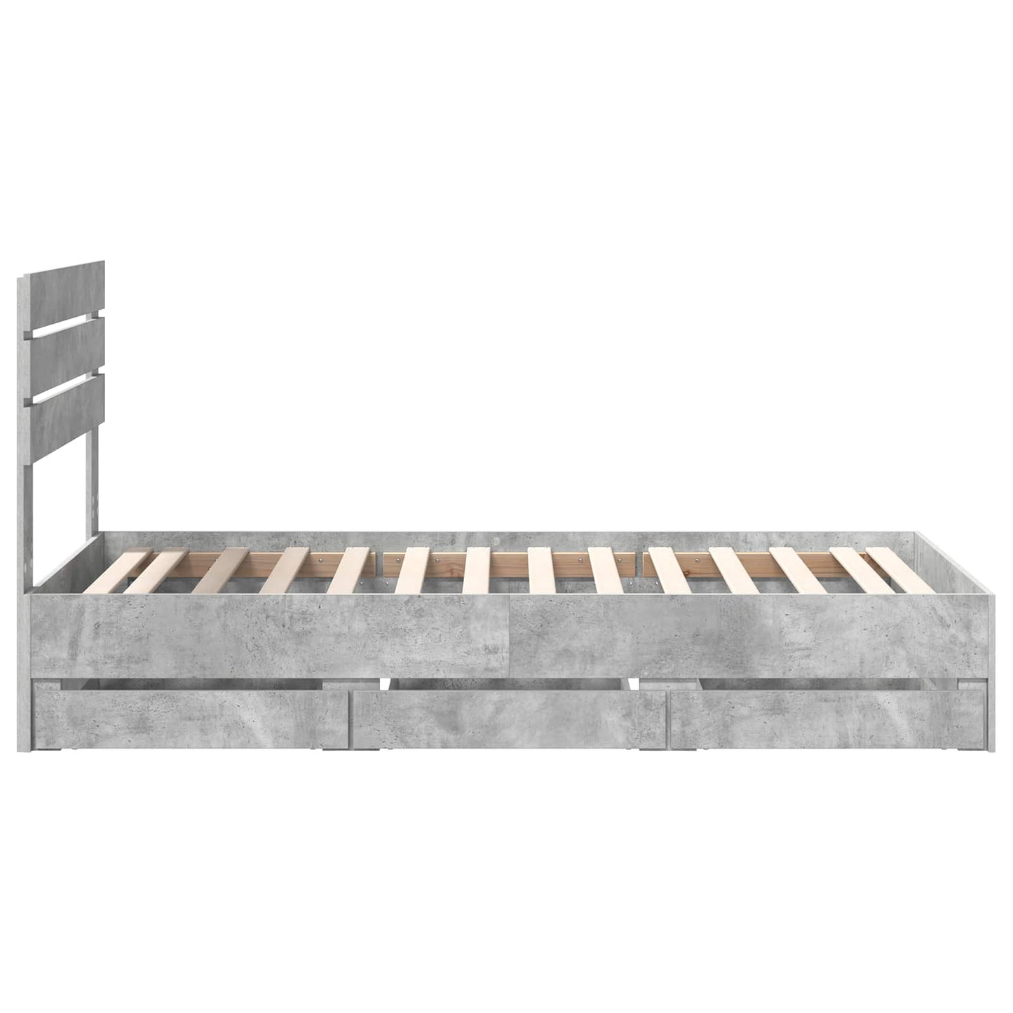 Bettrahmen mit Kopfteil Beton Grau 100 x 200 cm Ingenieurs Holz