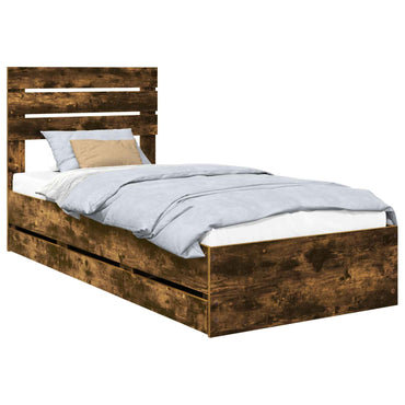 vidaXL Cadre de lit Chêne fumé 100 x 200 cm Bois d'ingénierie