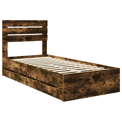 vidaXL Cadre de lit Chêne fumé 100 x 200 cm Bois d'ingénierie