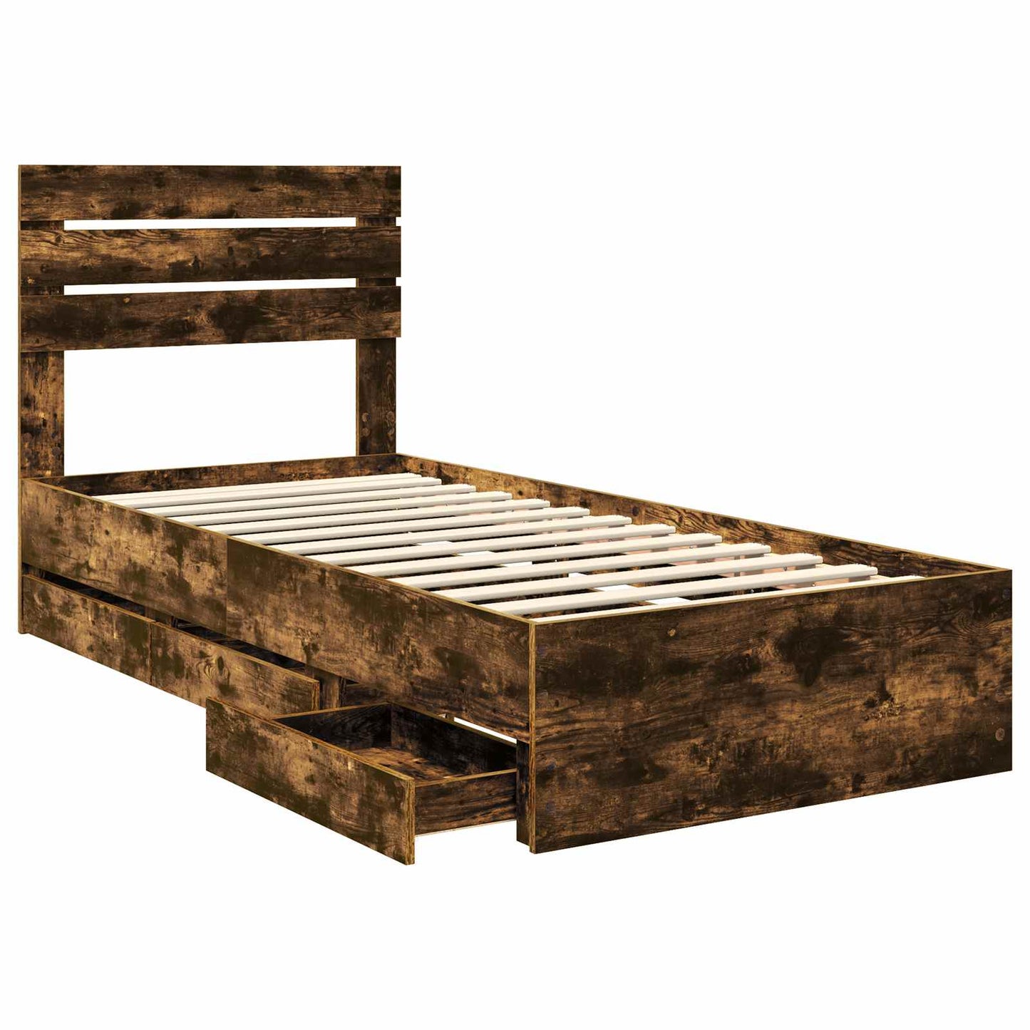 vidaXL Cadre de lit Chêne fumé 100 x 200 cm Bois d'ingénierie