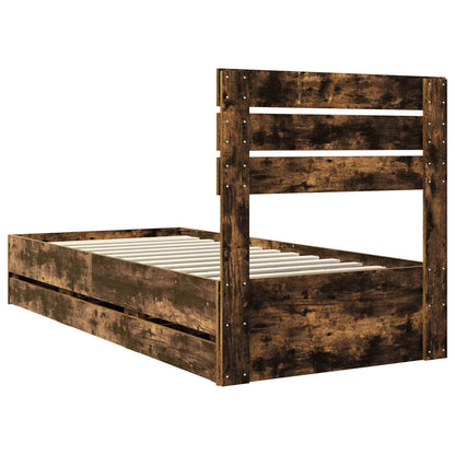vidaXL Cadre de lit Chêne fumé 100 x 200 cm Bois d'ingénierie