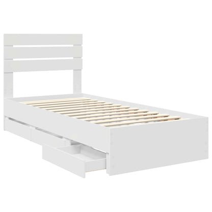 vidaXL Bettrahmen mit Schubladen Weiß 90 x 190 cm Ingenieurs Holz