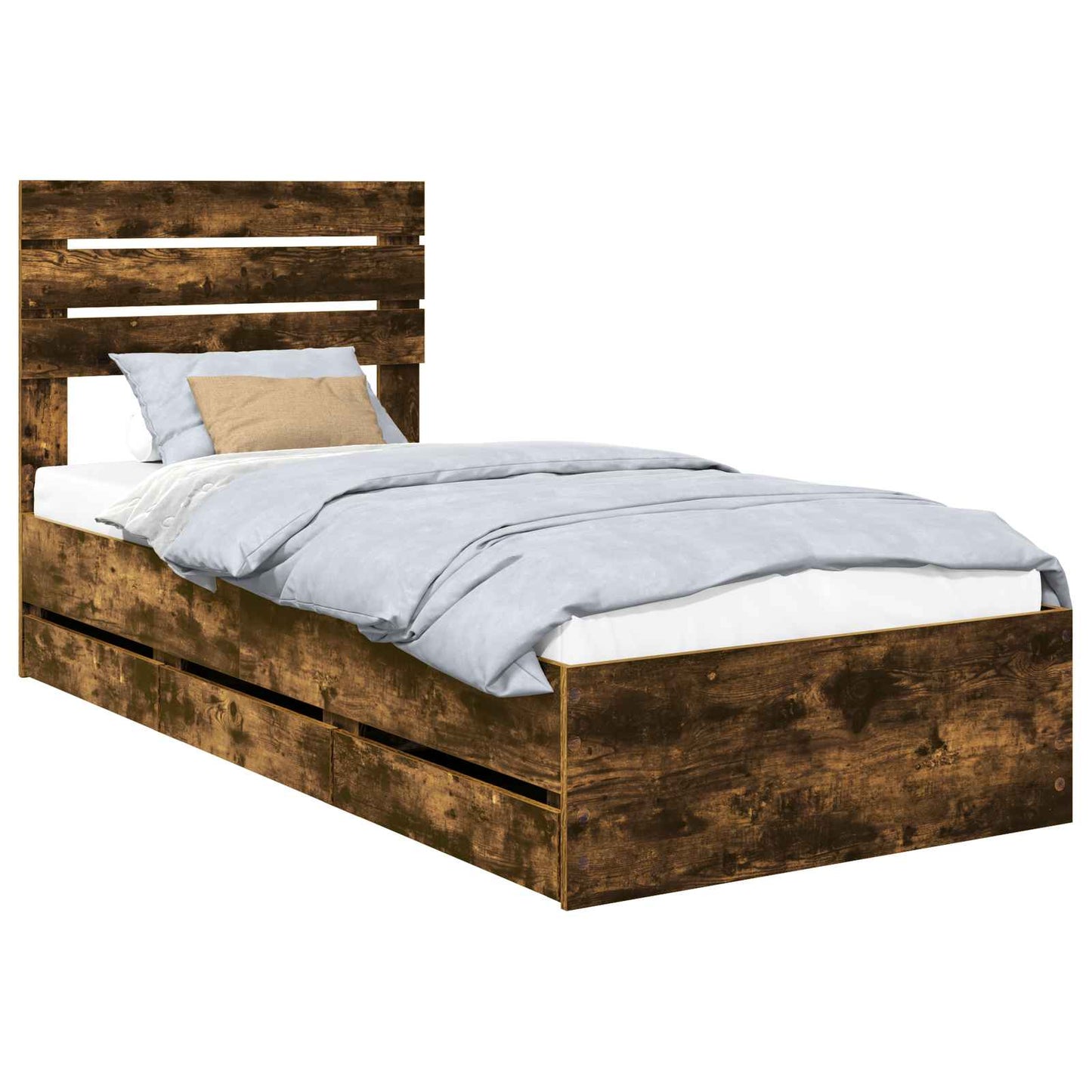 vidaXL Bettrahmen Geräucherte Eiche 90 x 190 cm Ingenieurs Holz